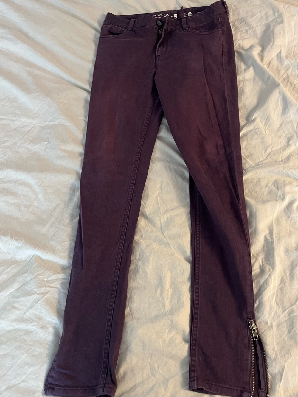 RVCA Women's Skinny Jeans straight Leg zipper ankle